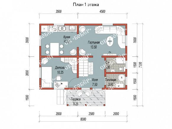 Сруб из бруса 7.5х8. фото